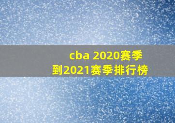 cba 2020赛季到2021赛季排行榜